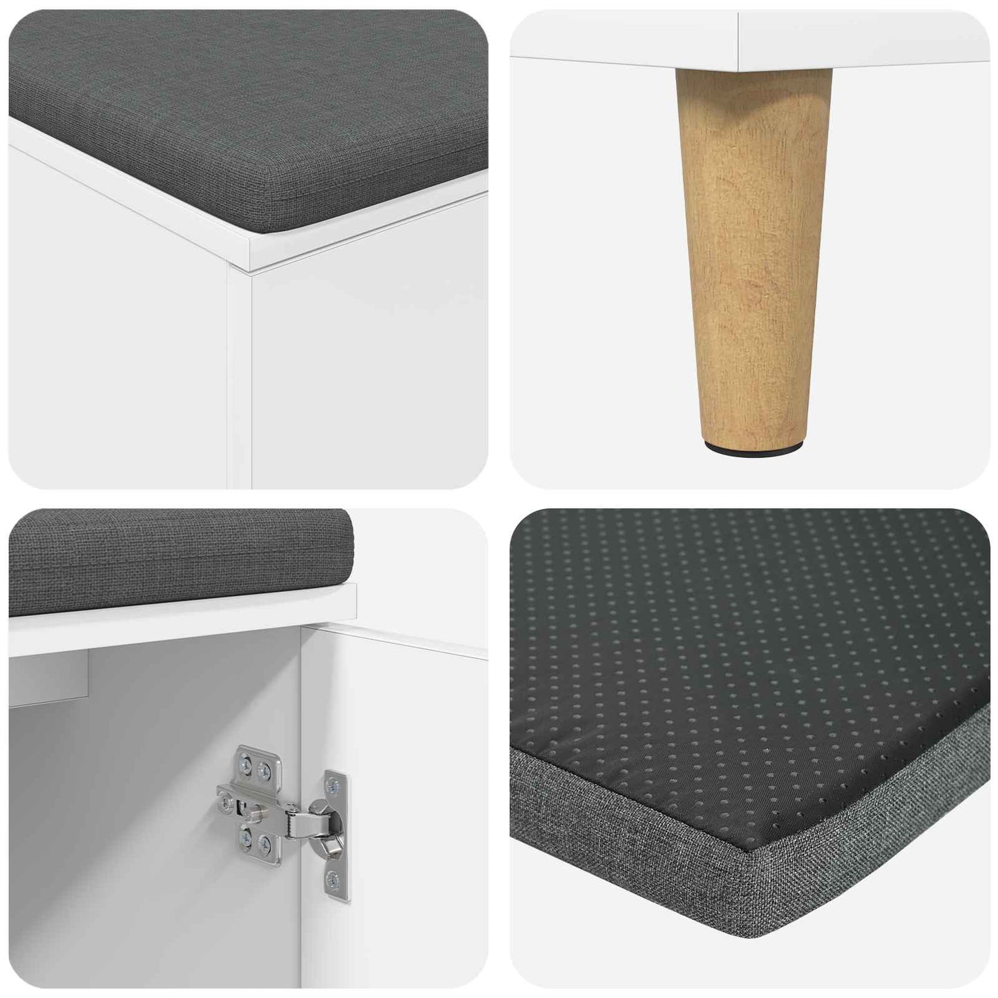 vidaXL Παγκάκι Χαλωρίου με μαξιλάρι με πόρτα Λευκό 60 x 38 x 46 εκ