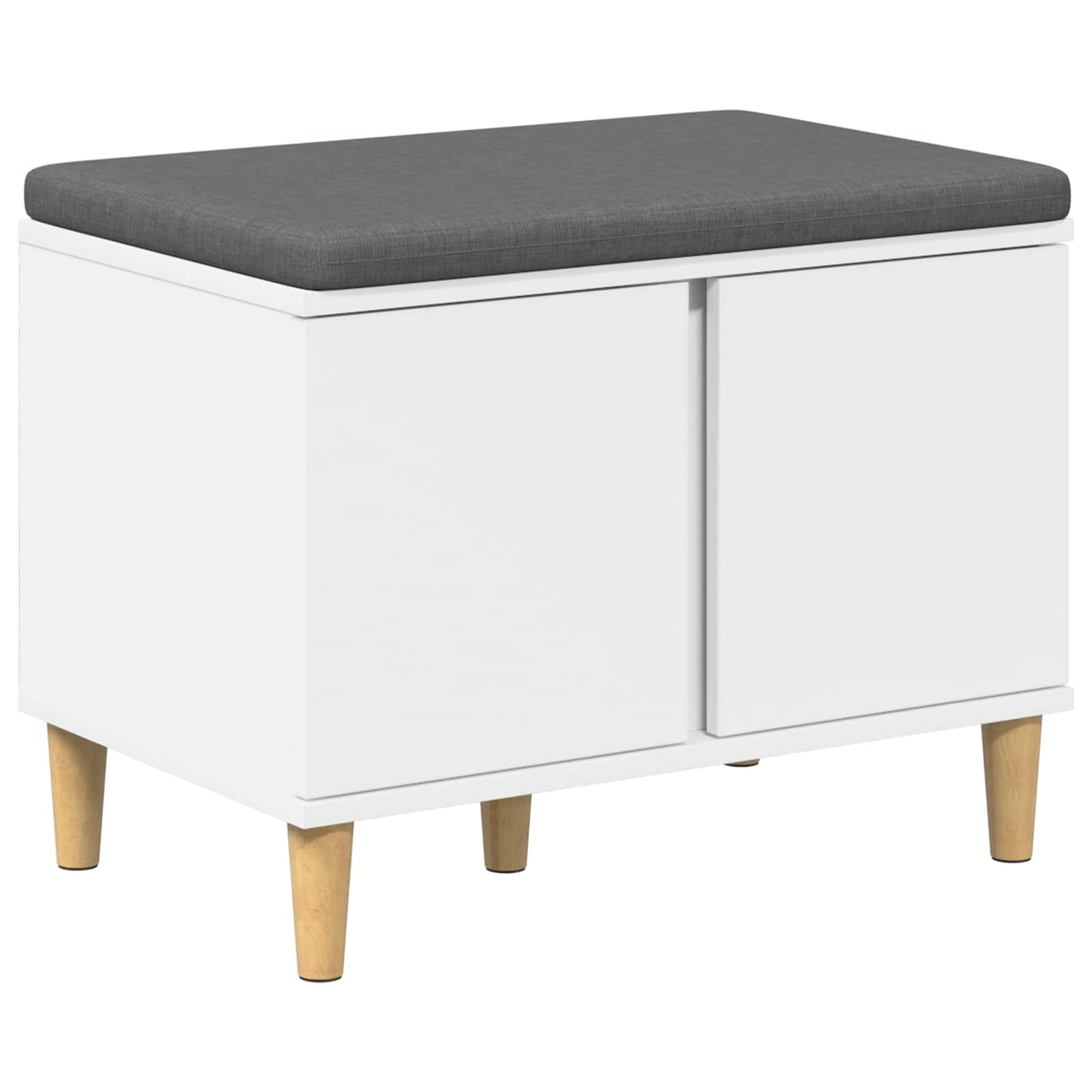 vidaXL Παγκάκι Χαλωρίου με μαξιλάρι με πόρτα Λευκό 60 x 38 x 46 εκ