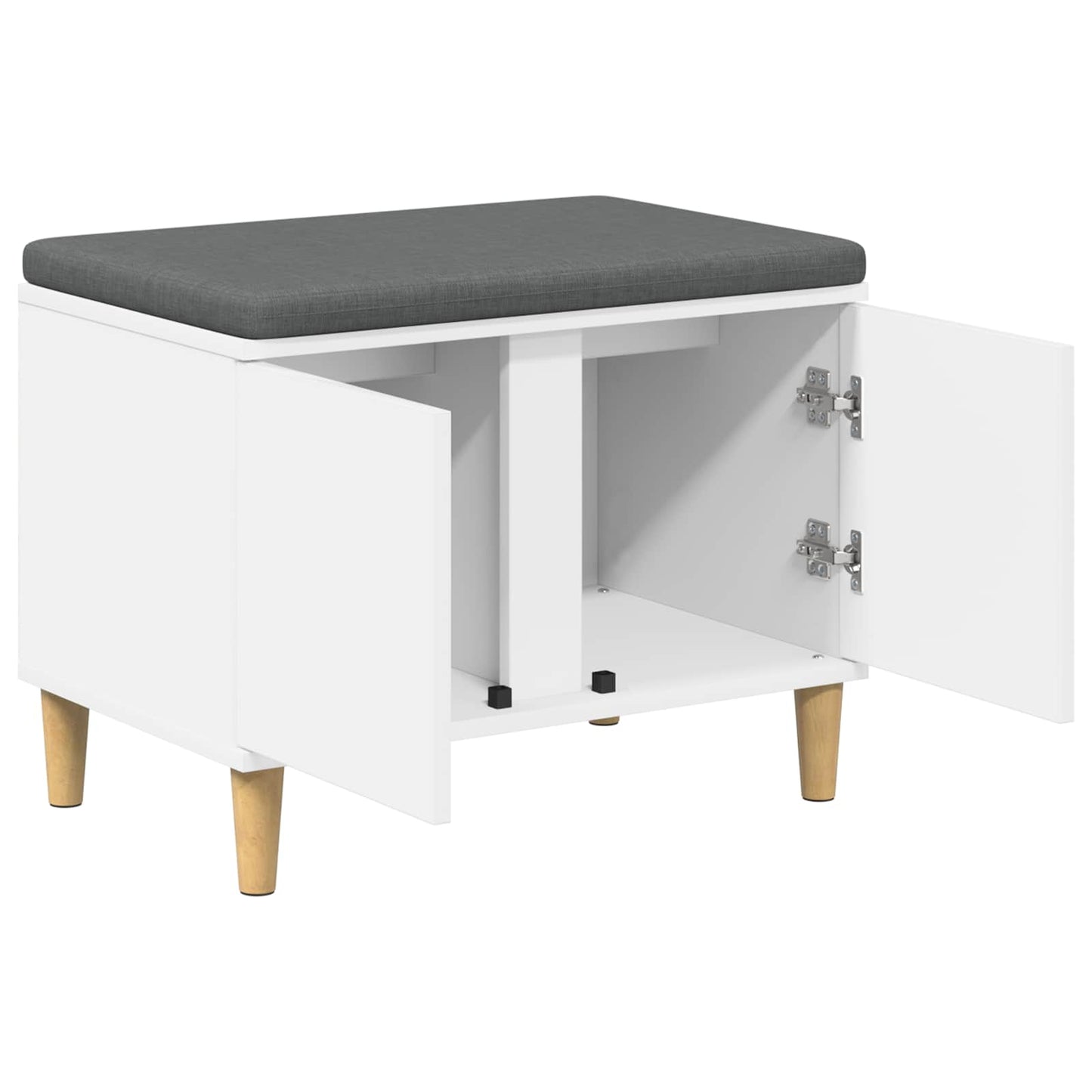 vidaXL Παγκάκι Χαλωρίου με μαξιλάρι με πόρτα Λευκό 60 x 38 x 46 εκ