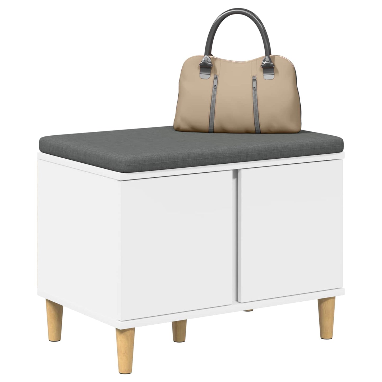 vidaXL Παγκάκι Χαλωρίου με μαξιλάρι με πόρτα Λευκό 60 x 38 x 46 εκ