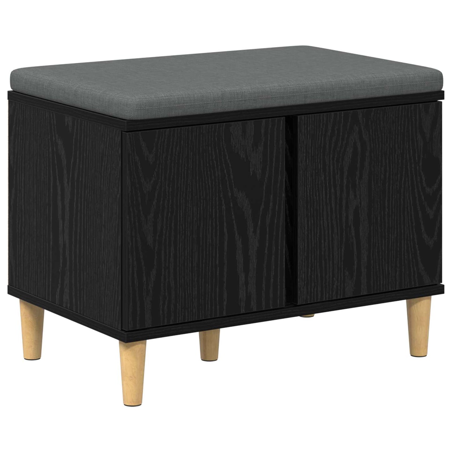 vidaXL Παγκάκι Χαλωρίου με μαξιλάρι Μαύρη Οξυά 60 x 38 x 46 εκ