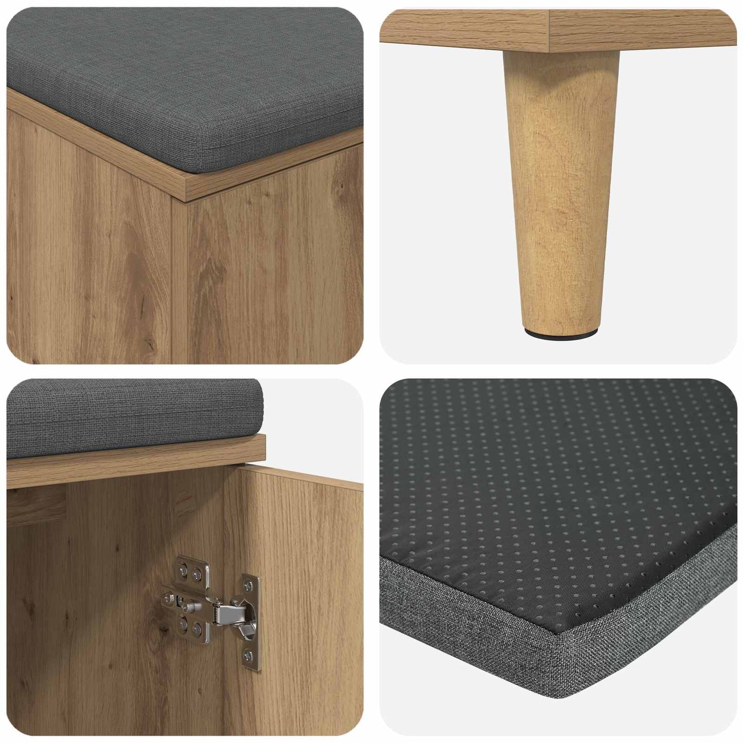 vidaXL Παγκάκι Χαλωρίου με μαξιλάρι Artisan Oak 60 x 38 x 46 εκ