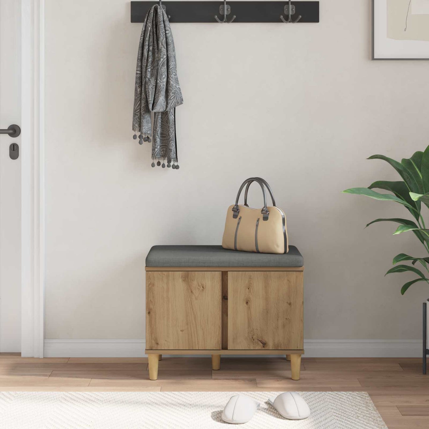 vidaXL Παγκάκι Χαλωρίου με μαξιλάρι Artisan Oak 60 x 38 x 46 εκ