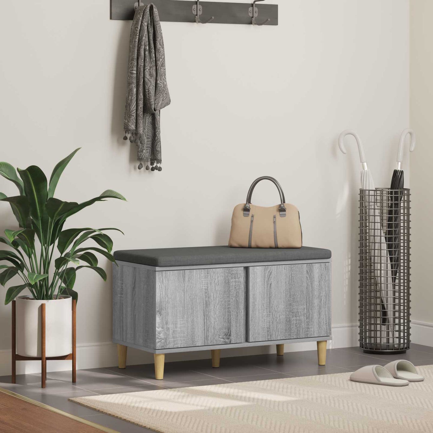 vidaXL Παγκάκι Χαλωρίου με μαξιλάρι Γκρίζο Σονομα 60 x 38 x 46 εκ