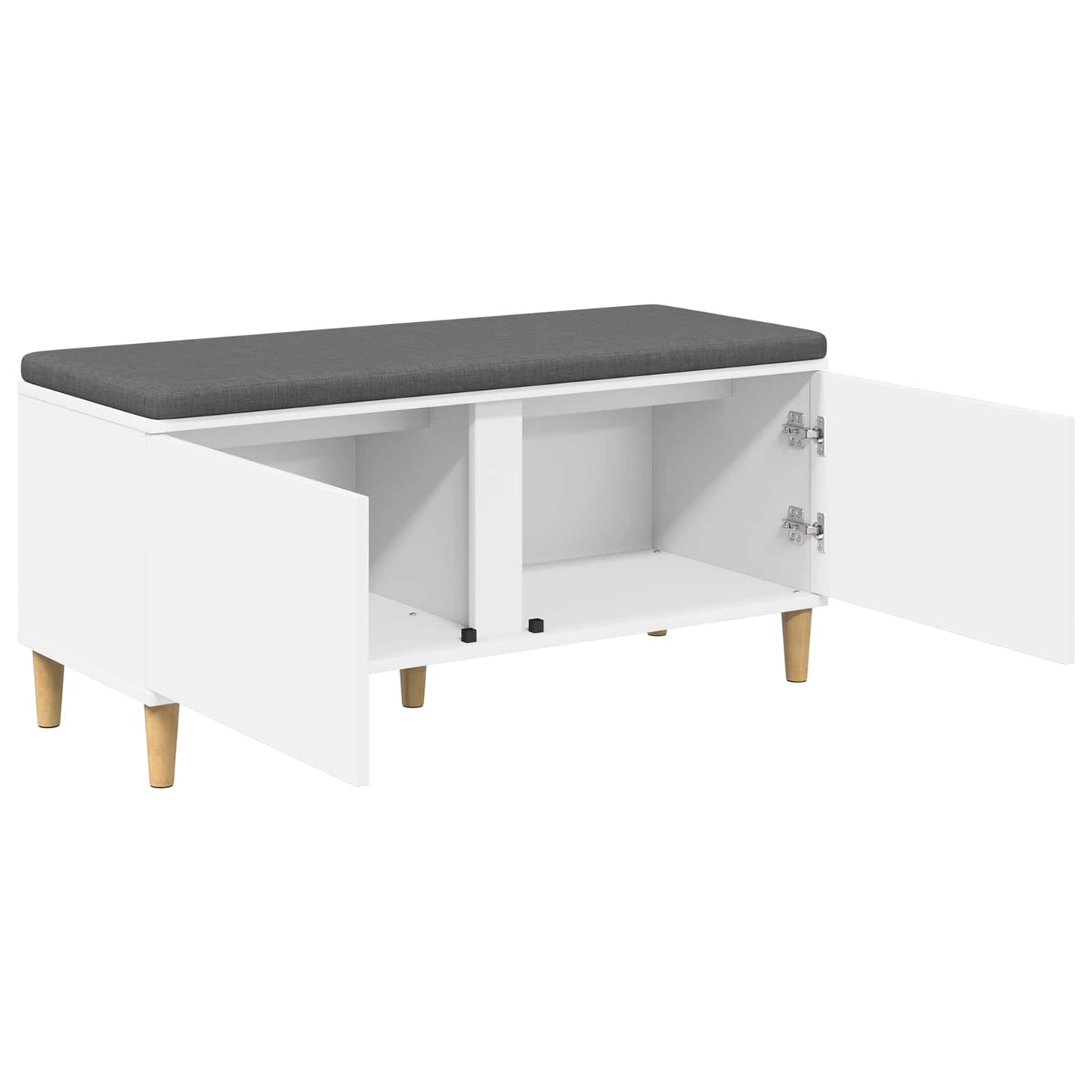 vidaXL Παγκάκι Χαλωρίου με μαξιλάρι με πόρτα Λευκό 60 x 38 x 46 εκ