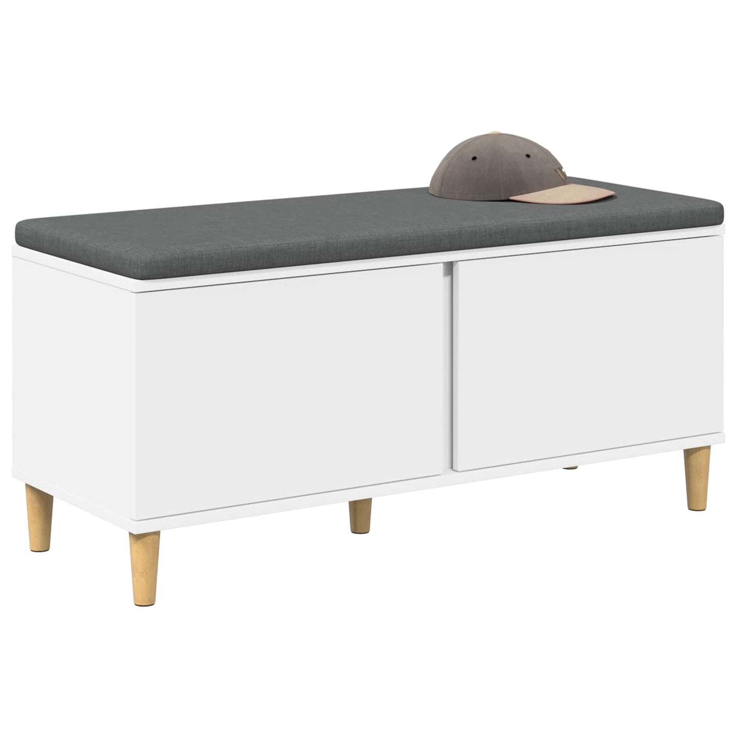 vidaXL Παγκάκι Χαλωρίου με μαξιλάρι με πόρτα Λευκό 60 x 38 x 46 εκ