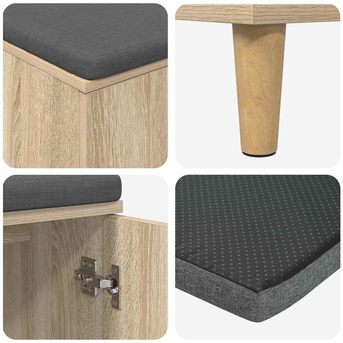 vidaXL Παγκάκι Χαλωρίου με μαξιλάρι Δρύς Sonoma 60 x 38 x 46 εκ