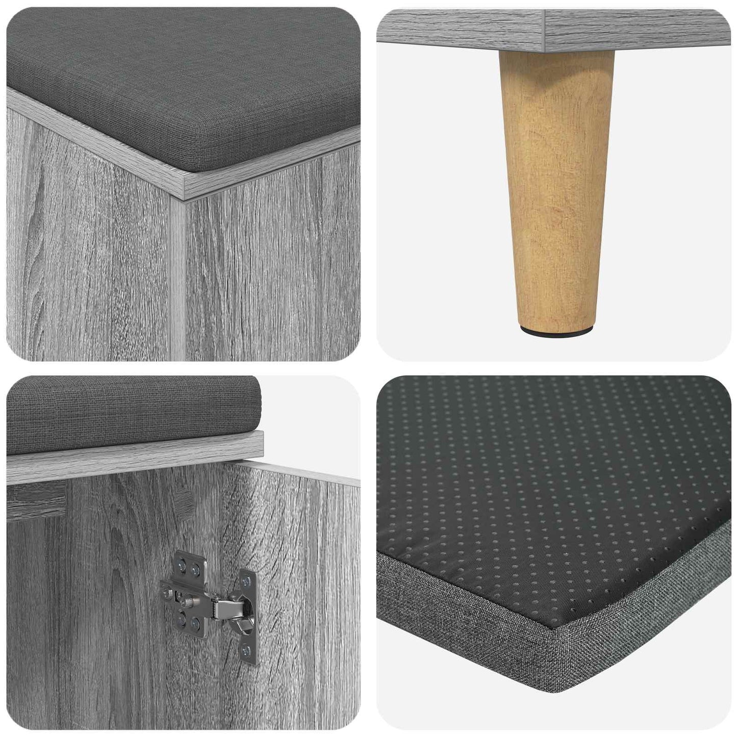 vidaXL Παγκάκι Χαλωρίου με μαξιλάρι Γκρίζο Σονομα 60 x 38 x 46 εκ