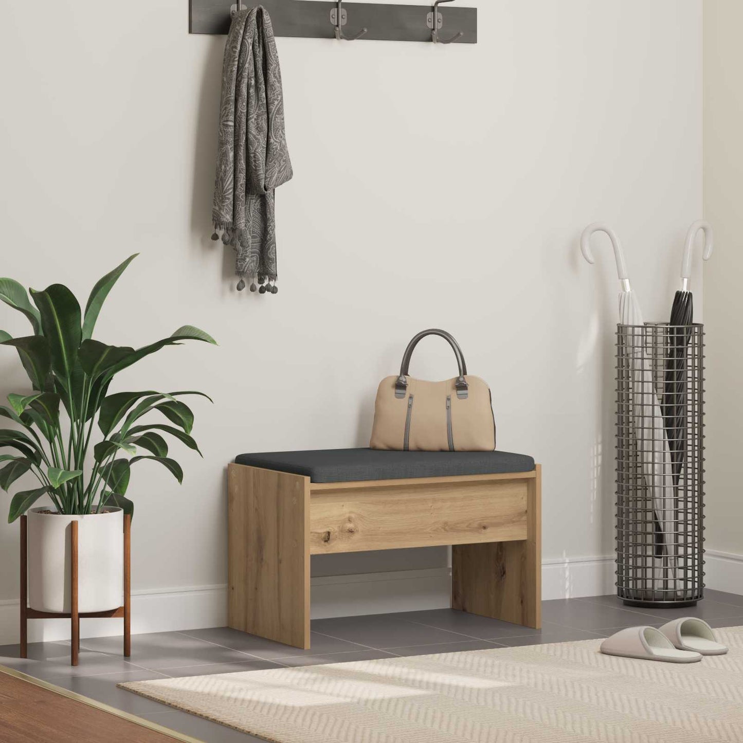 vidaXL Παγκάκι Χαλωρίου με μαξιλάρι Artisan Oak 63 x 38 x 40 εκ