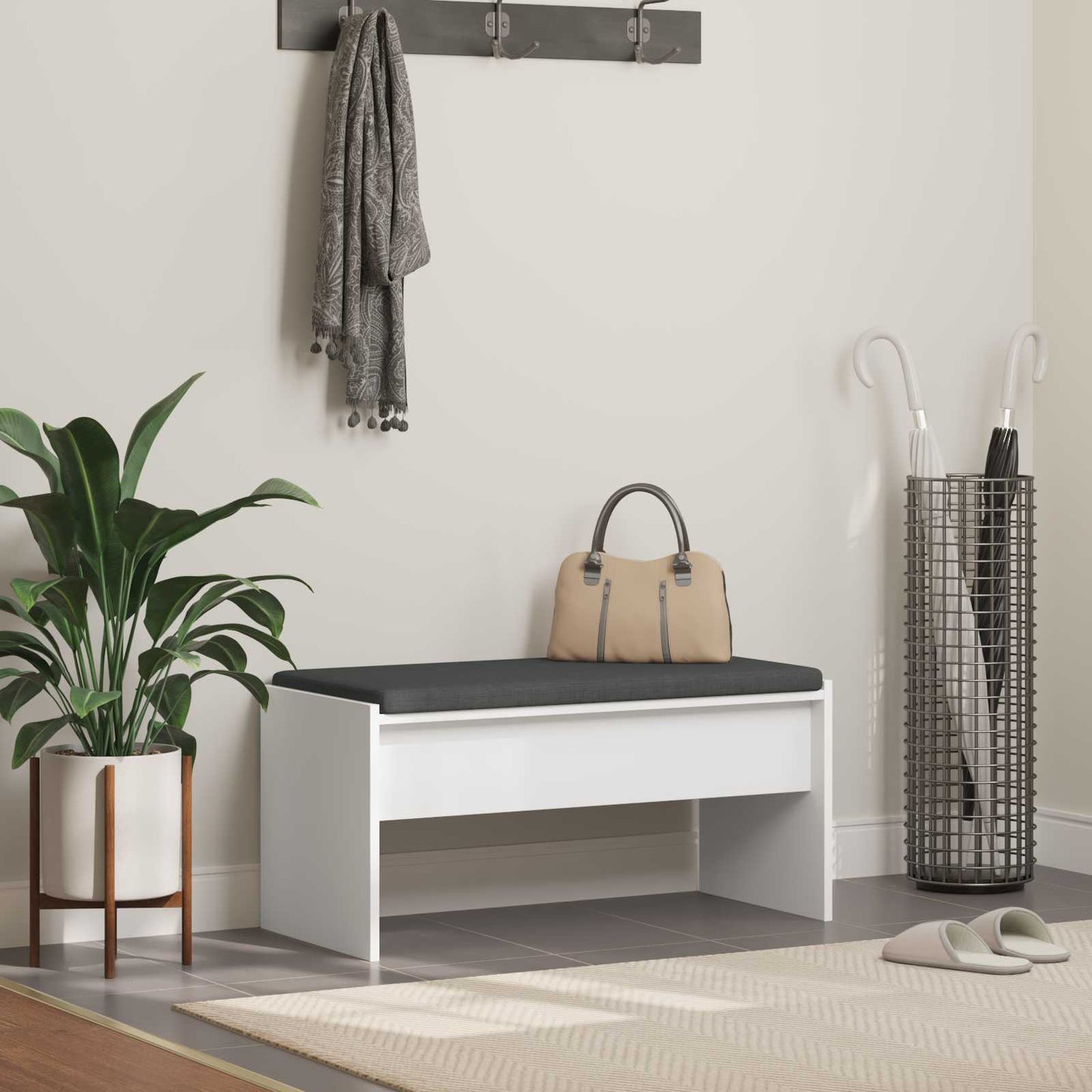 vidaXL Παγκάκι Χαλωρίου με μαξιλάρι Λευκό 83 x 38 x 40 εκ