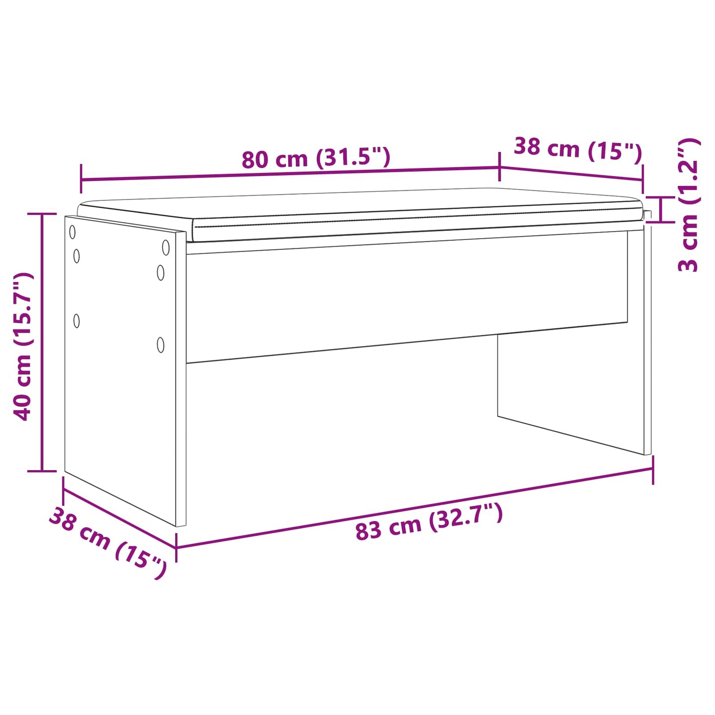 vidaXL Παγκάκι Χαλωρίου με μαξιλάρι Δρύς Sonoma 83 x 38 x 40 εκ