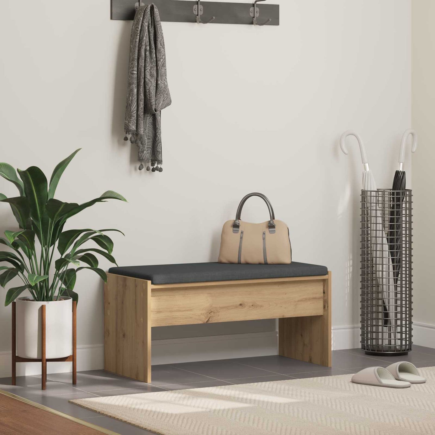 vidaXL Παγκάκι Χαλωρίου με μαξιλάρι Artisan Oak 83 x 38 x 40 εκ