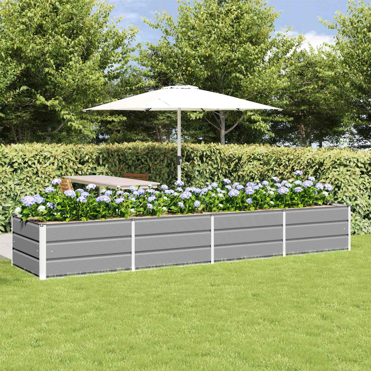 vidaXL Γλάστρα Ανοιχτό γκρι 320 x 80 x 45 cm Ατσάλι