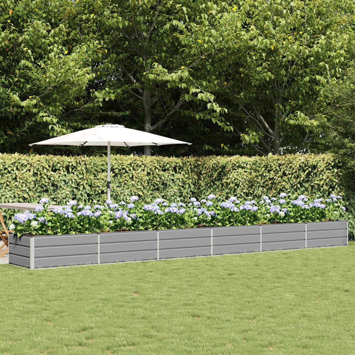 vidaXL Γλάστρα Ανοιχτό γκρι 600 x 80 x 45 cm Ατσάλι