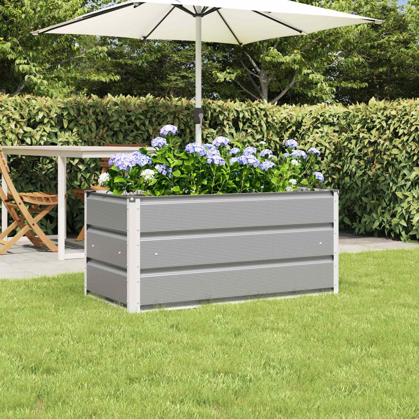 vidaXL Γλάστρα Ανοιχτό γκρι 100 x 50 x 45 cm Επικαλυμμένος Χάλυβας