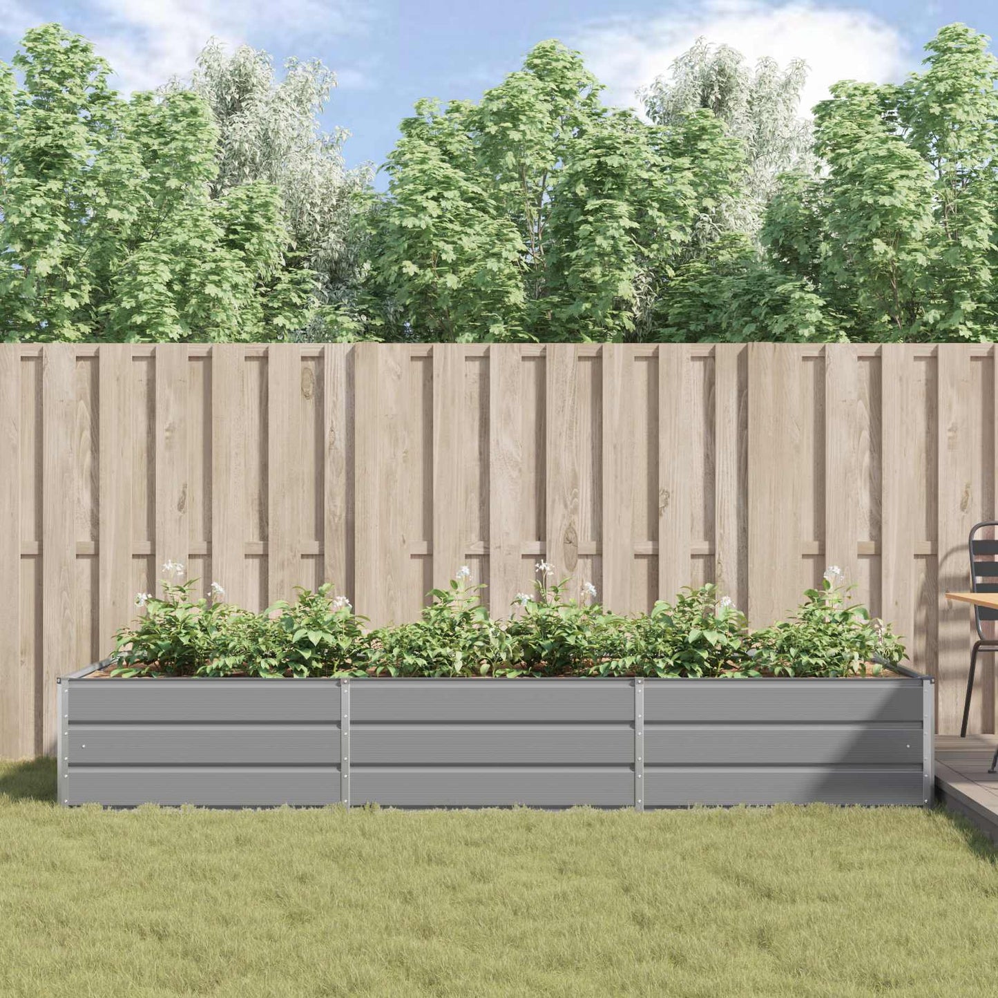 vidaXL Γλάστρα Ανοιχτό γκρι 195 x 100 x 45 εκ Επικαλυμμένος Χάλυβας