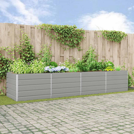 vidaXL Γλάστρα Ανοιχτό γκρι 195 x 100 x 45 εκ Επικαλυμμένος Χάλυβας