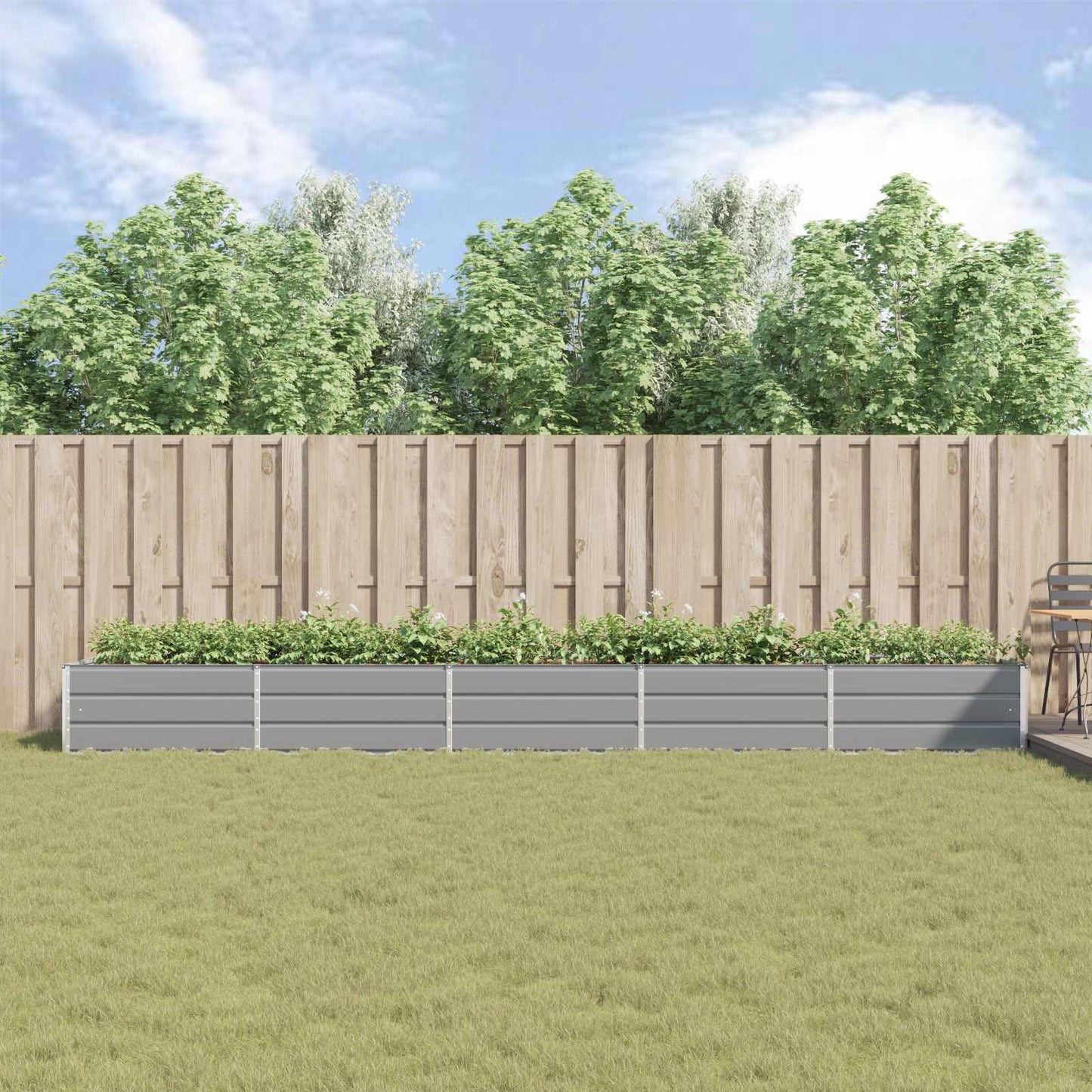 vidaXL Γλάστρα Ανοιχτό γκρι 195 x 100 x 45 εκ Επικαλυμμένος Χάλυβας