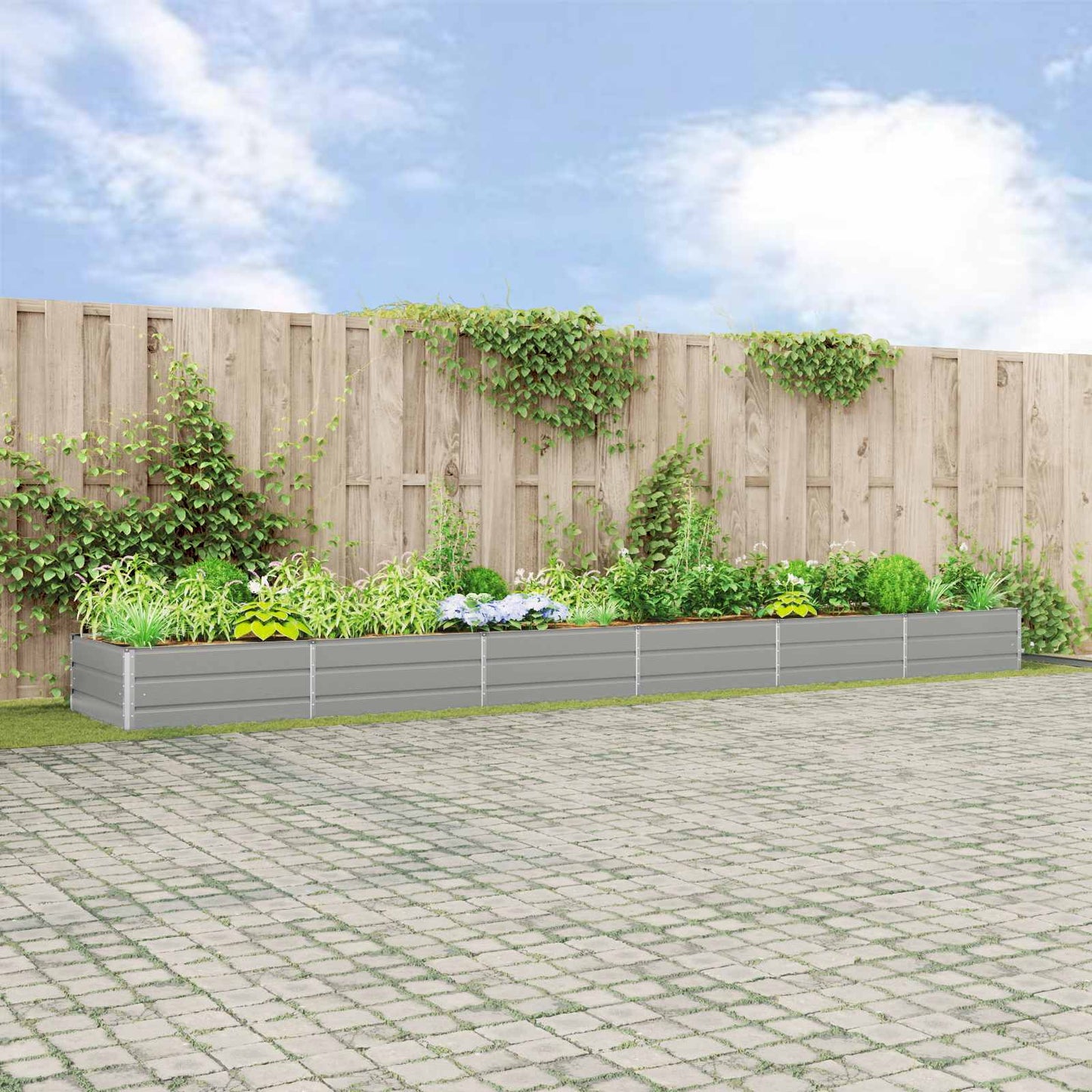 vidaXL Γλάστρα Ανοιχτό γκρι 195 x 100 x 45 εκ Επικαλυμμένος Χάλυβας