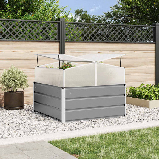 vidaXL Γλάστρα Ανοιχτό γκρι 100 x 100 x 77 cm Επικαλυμμένος Χάλυβας