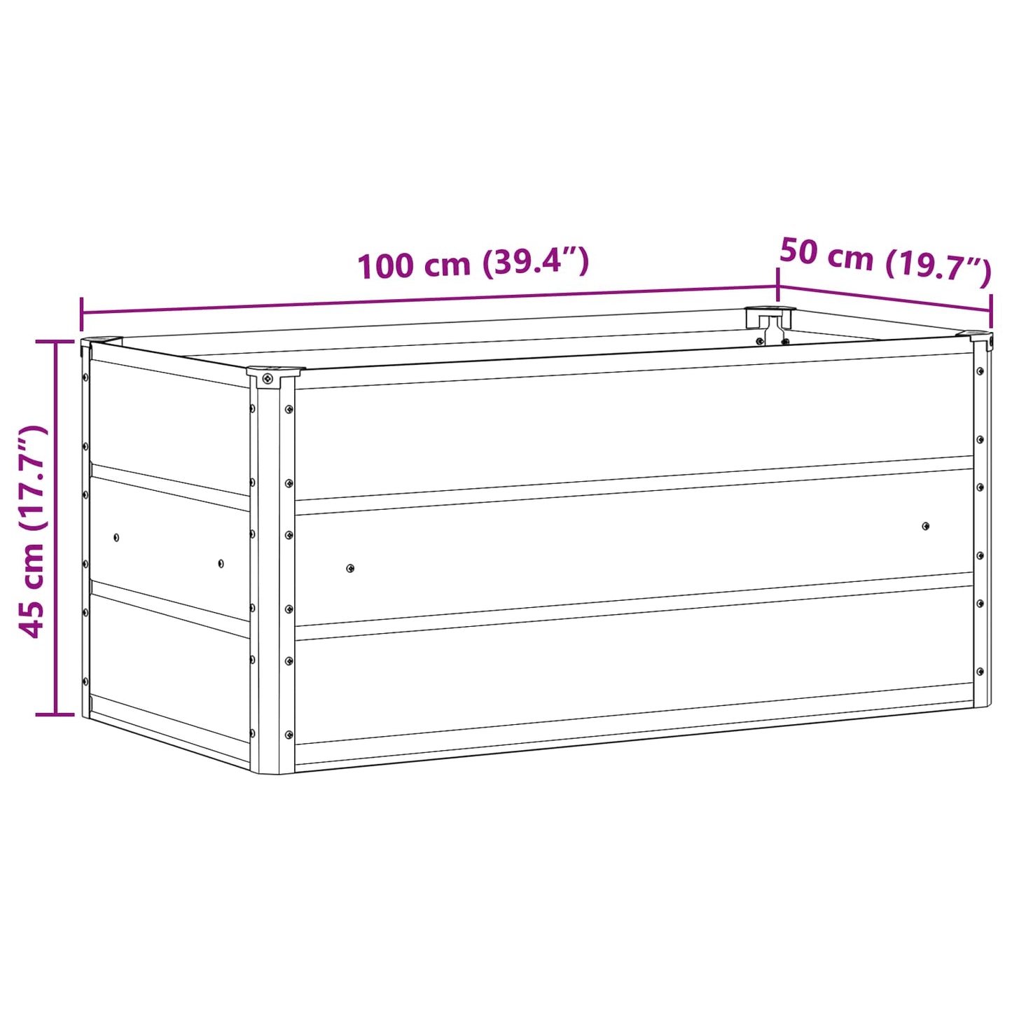 vidaXL Γλάστρα Ανθρακί 100 x 50 x 45 cm Επικαλυμμένος Χάλυβας