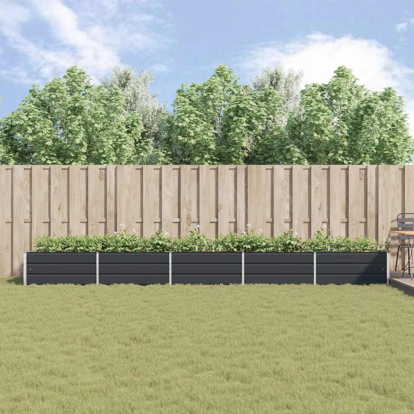 vidaXL Γλάστρα Ανθρακί 195 x 100 x 45 εκ Επικαλυμμένος Χάλυβας