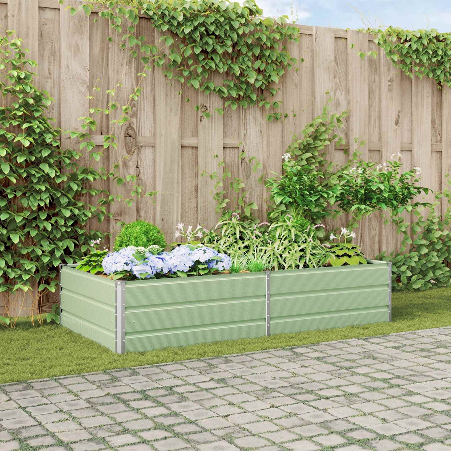 vidaXL Γλάστρα Παστέλ Πράσινο 195 x 100 x 45 εκ Επικαλυμμένος Χάλυβας