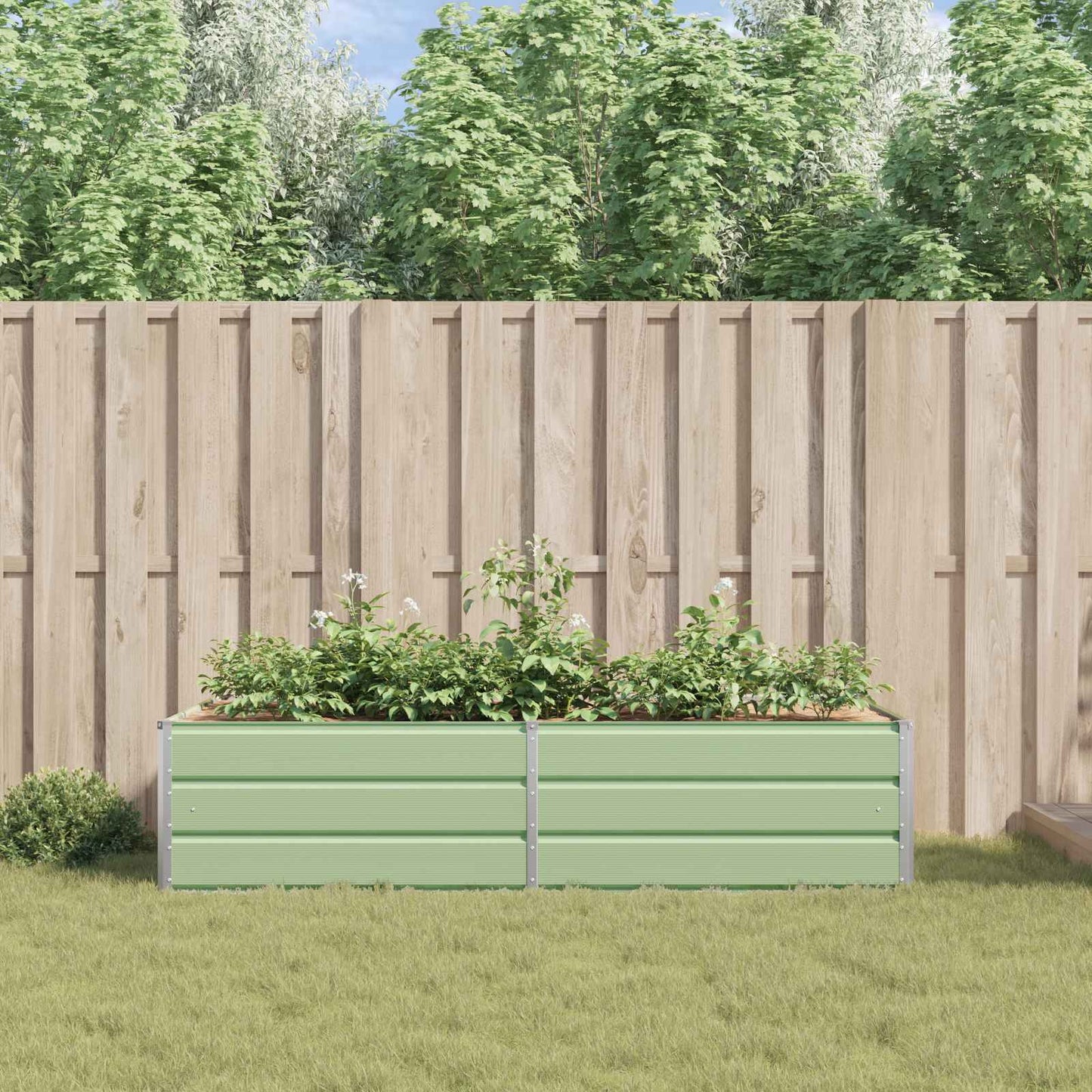 vidaXL Γλάστρα Παστέλ Πράσινο 195 x 100 x 45 εκ Επικαλυμμένος Χάλυβας