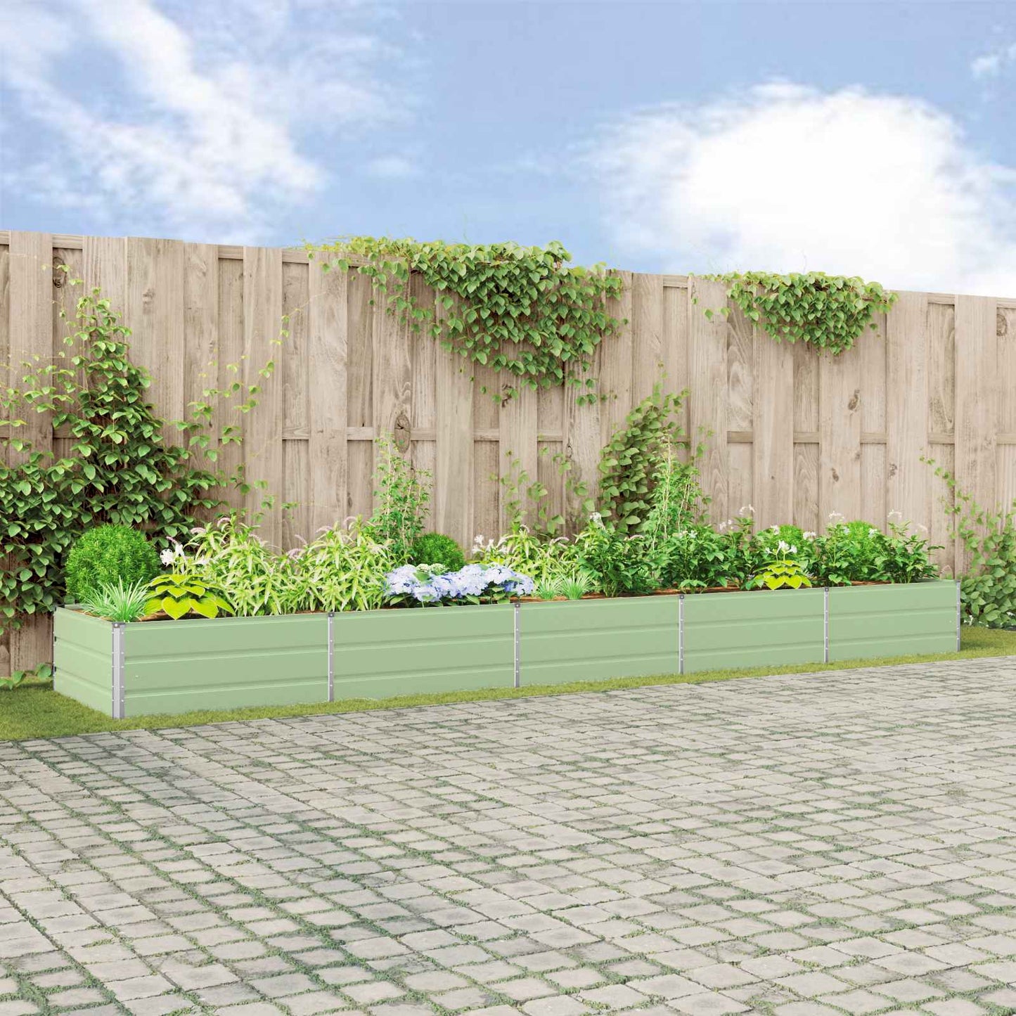 vidaXL Γλάστρα Παστέλ Πράσινο 195 x 100 x 45 εκ Επικαλυμμένος Χάλυβας