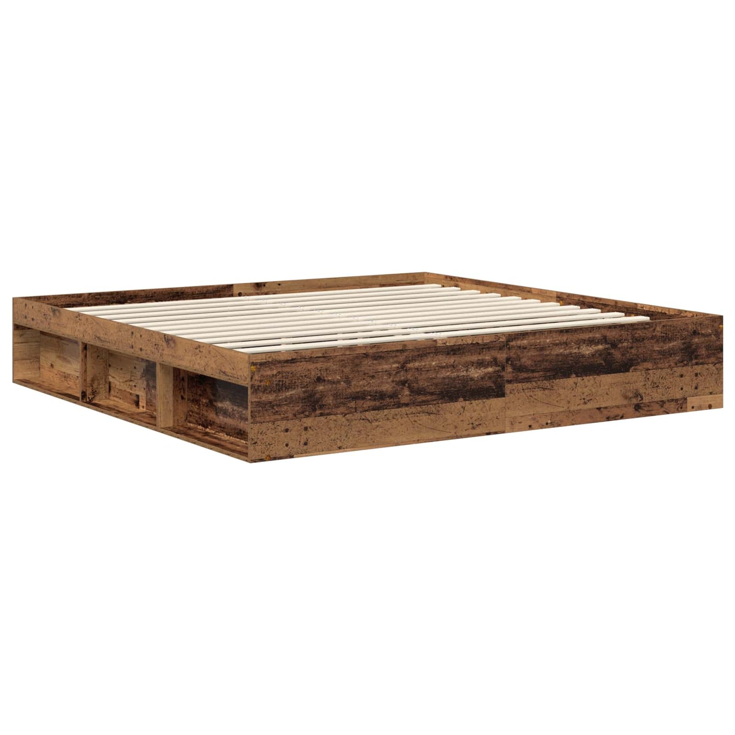 vidaXL Σκελετός Κρεβατιού Παλιό ξύλο 200 x 200 cm Στερεά ξυλεία πεύκου