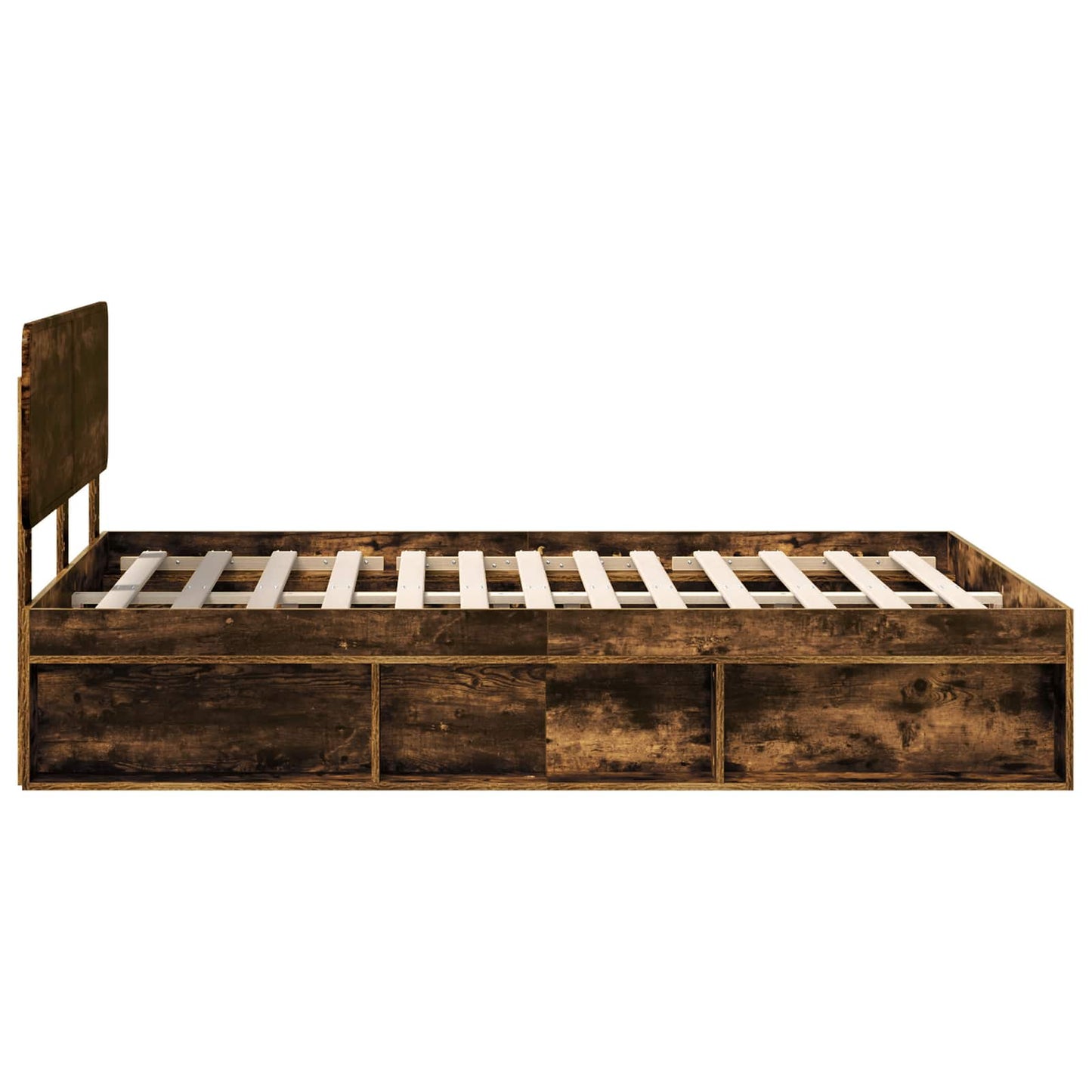 vidaXL Σκελετός Κρεβατιού με κεφαλάρι Καπνιστό Δρύς 160 x 200 cm