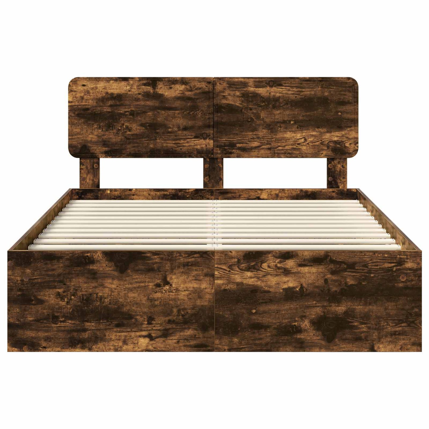 vidaXL Σκελετός Κρεβατιού με κεφαλάρι Καπνιστό Δρύς 140 x 190 cm