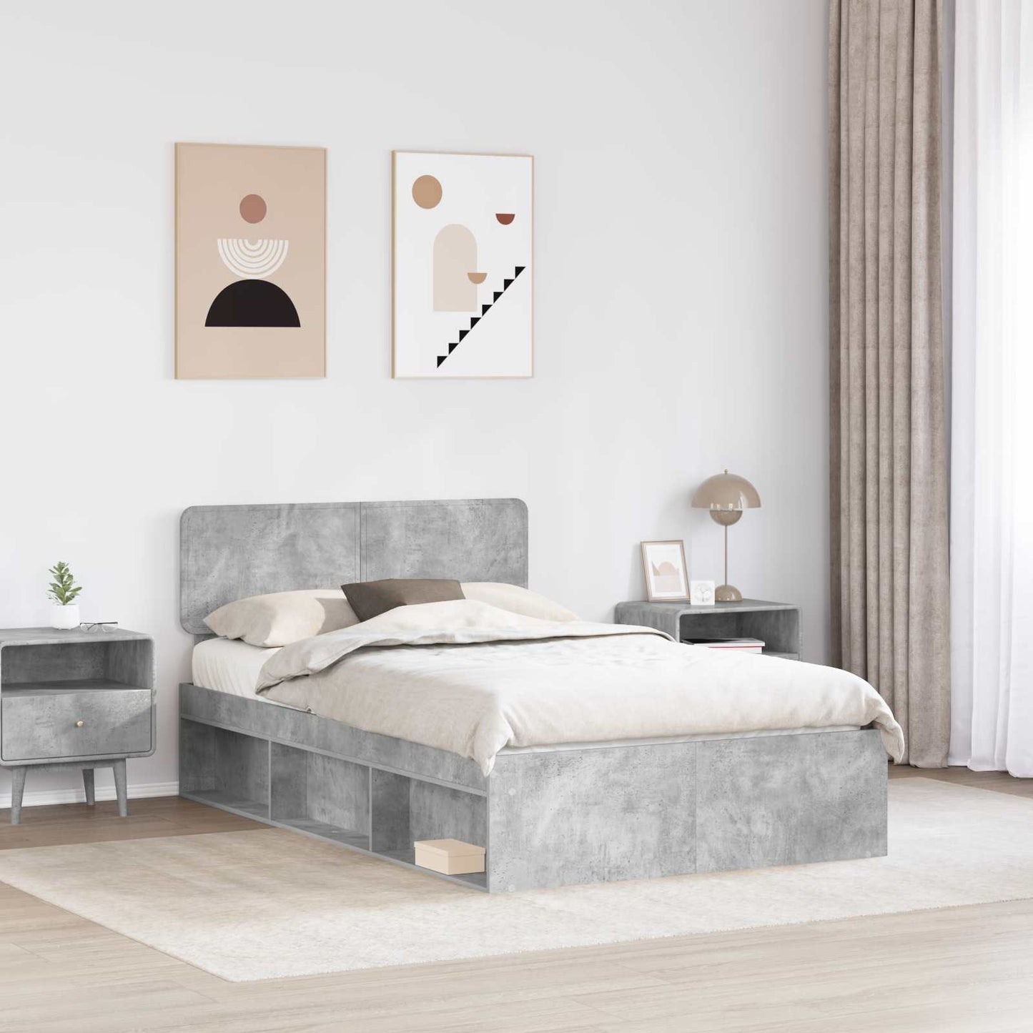 vidaXL Σκελετός Κρεβατιού Σκυρόδεμα 120 x 190 cm Στερεά ξυλεία πεύκου
