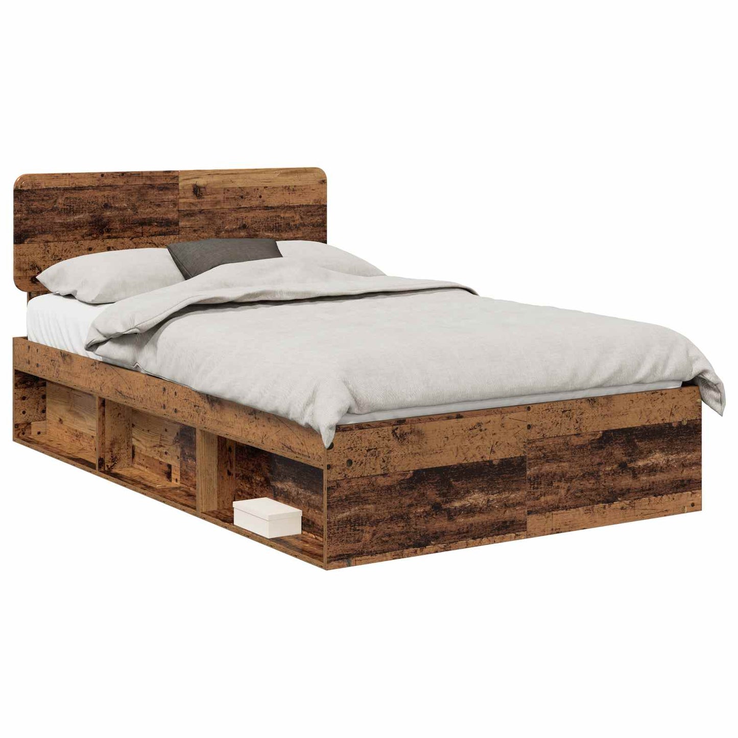 vidaXL Σκελετός Κρεβατιού Παλιό ξύλο 120 x 190 cm Στερεά ξυλεία πεύκου