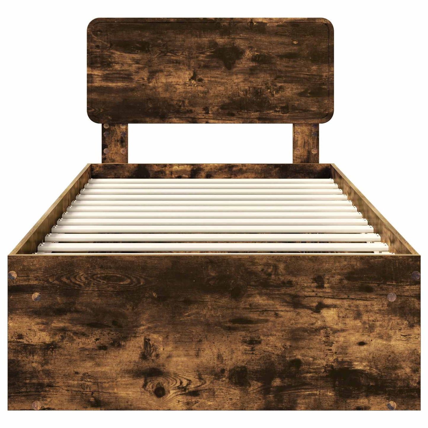 vidaXL Σκελετός Κρεβατιού με κεφαλάρι Καπνιστό Δρύς 90 x 200 cm