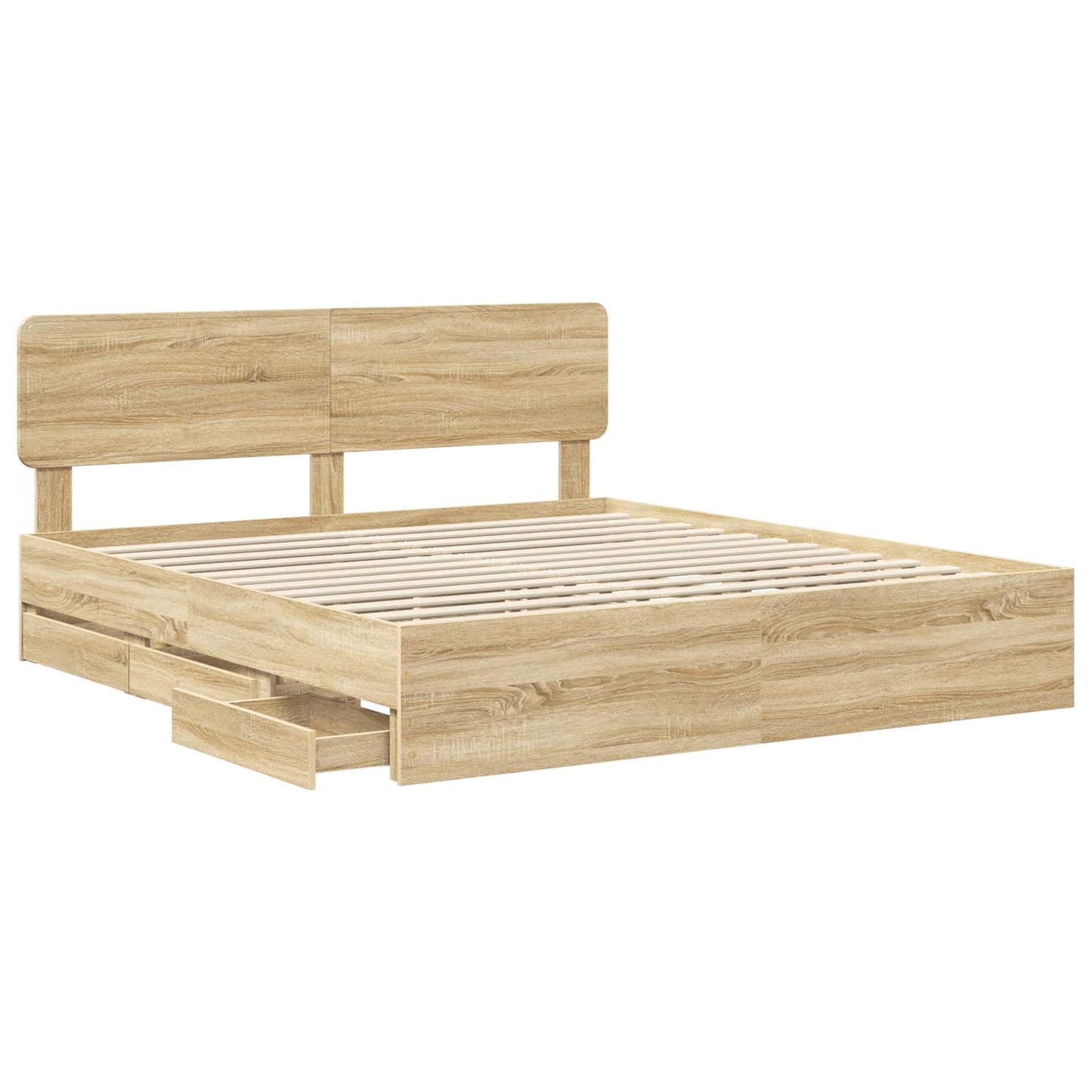 vidaXL Σκελετός Κρεβατιού με συρτάρι Δρύς Sonoma 200 x 200 cm