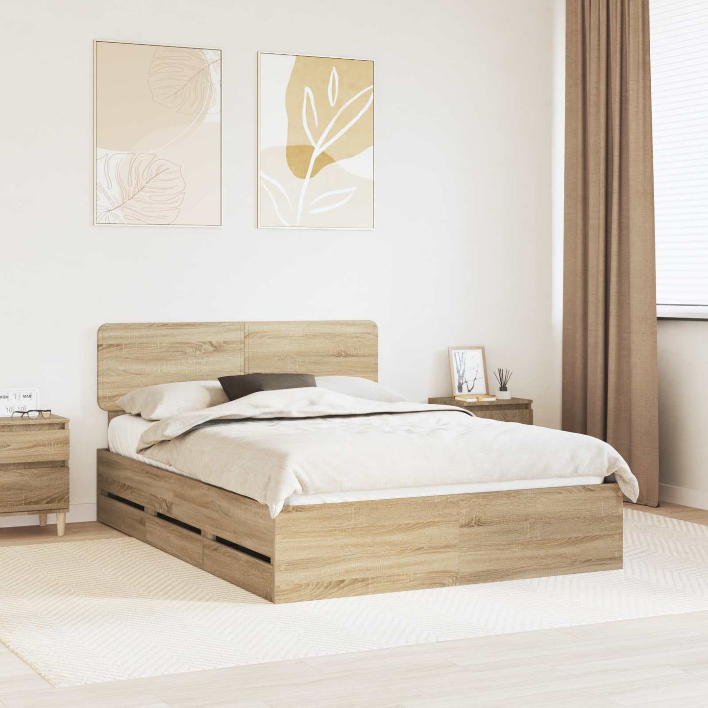 vidaXL Σκελετός Κρεβατιού με συρτάρι Δρύς Sonoma 160 x 200 cm