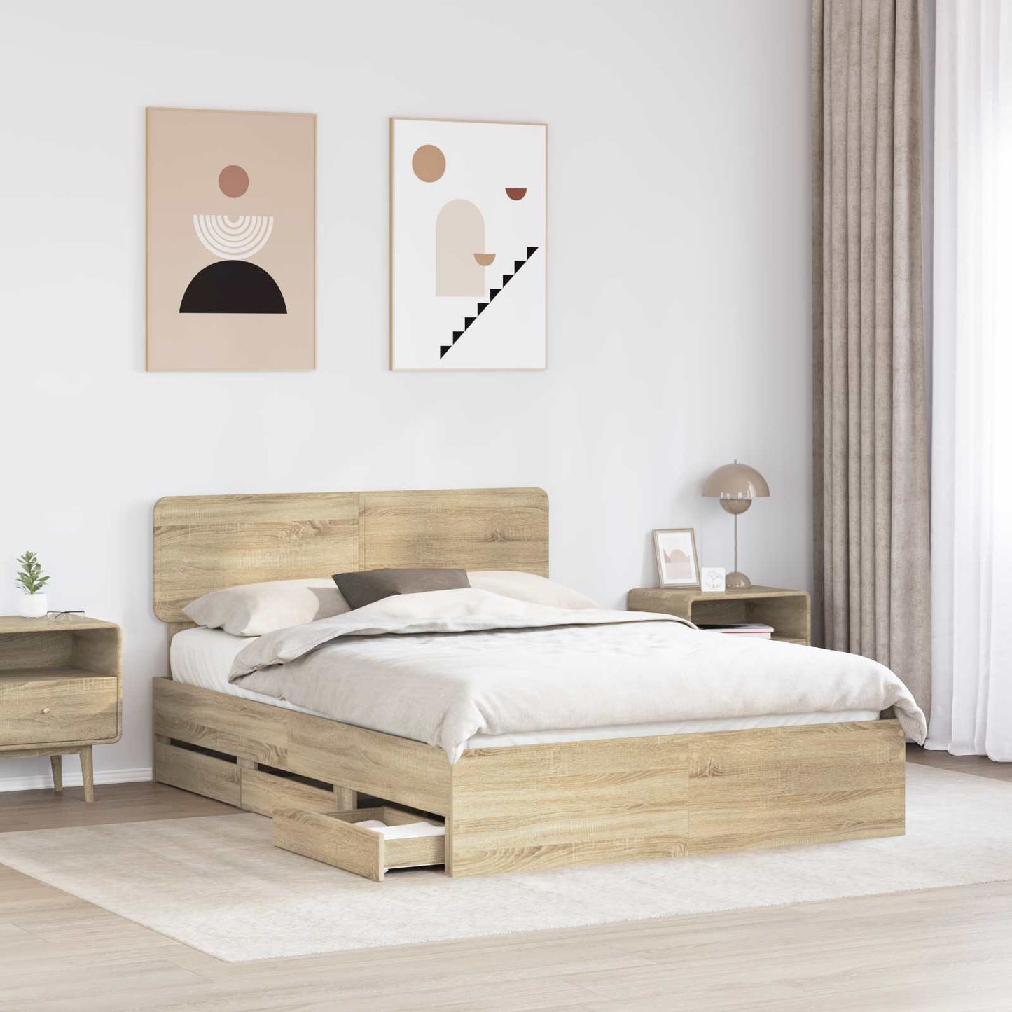 vidaXL Σκελετός Κρεβατιού με συρτάρι Δρύς Sonoma 160 x 200 cm