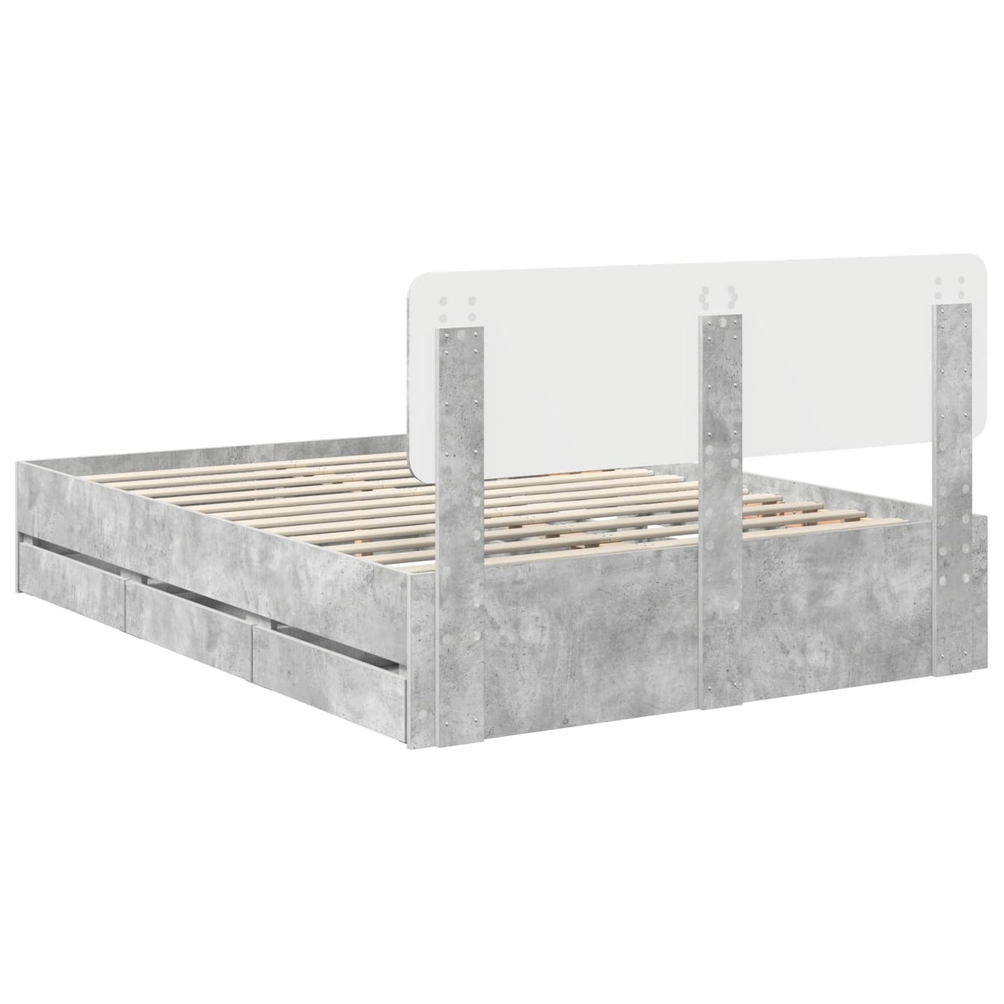 vidaXL Σκελετός Κρεβατιού Σκυρόδεμα Γκρι 160 x 200 cm Μηχανήματος Ξύλο