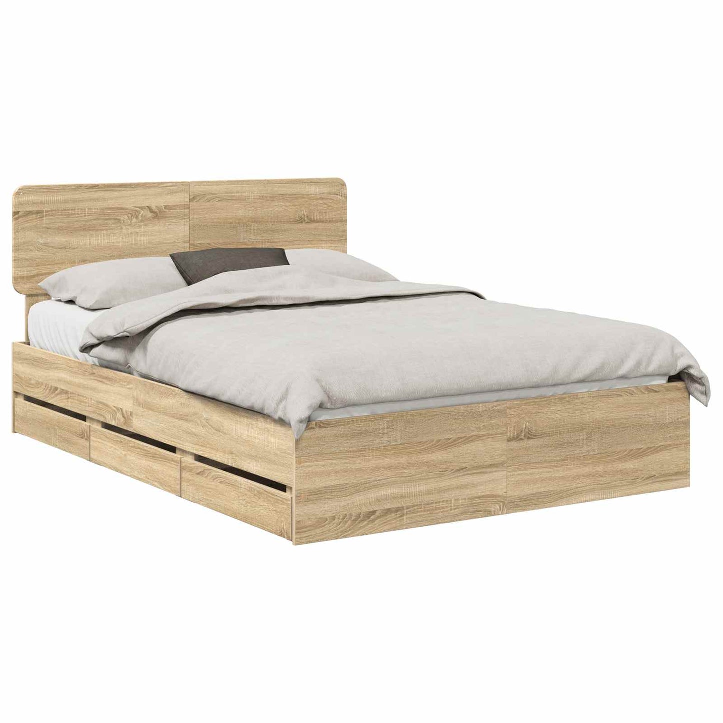 vidaXL Σκελετός Κρεβατιού Δρύς Sonoma 140 x 190 cm Μηχανήματος Ξύλο