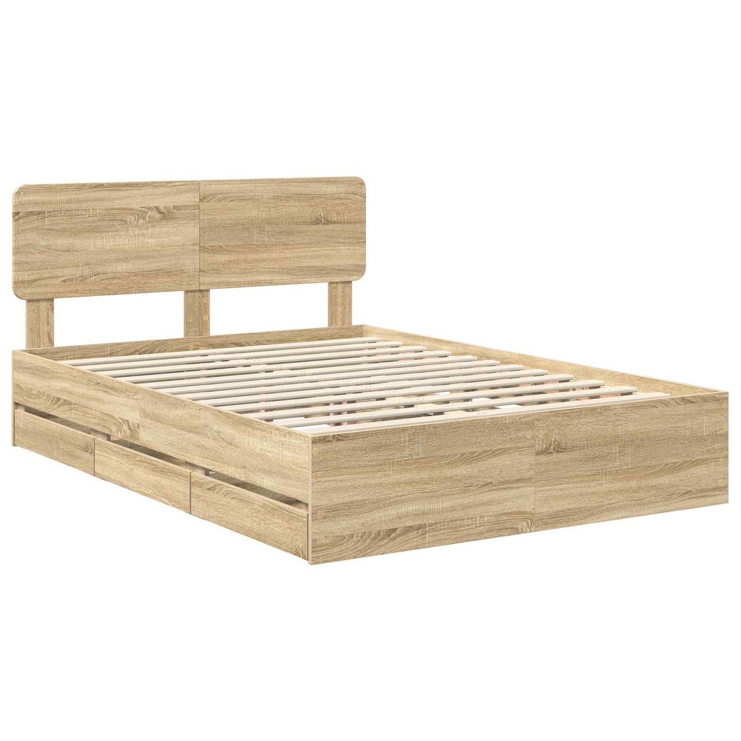 vidaXL Σκελετός Κρεβατιού Δρύς Sonoma 140 x 190 cm Μηχανήματος Ξύλο