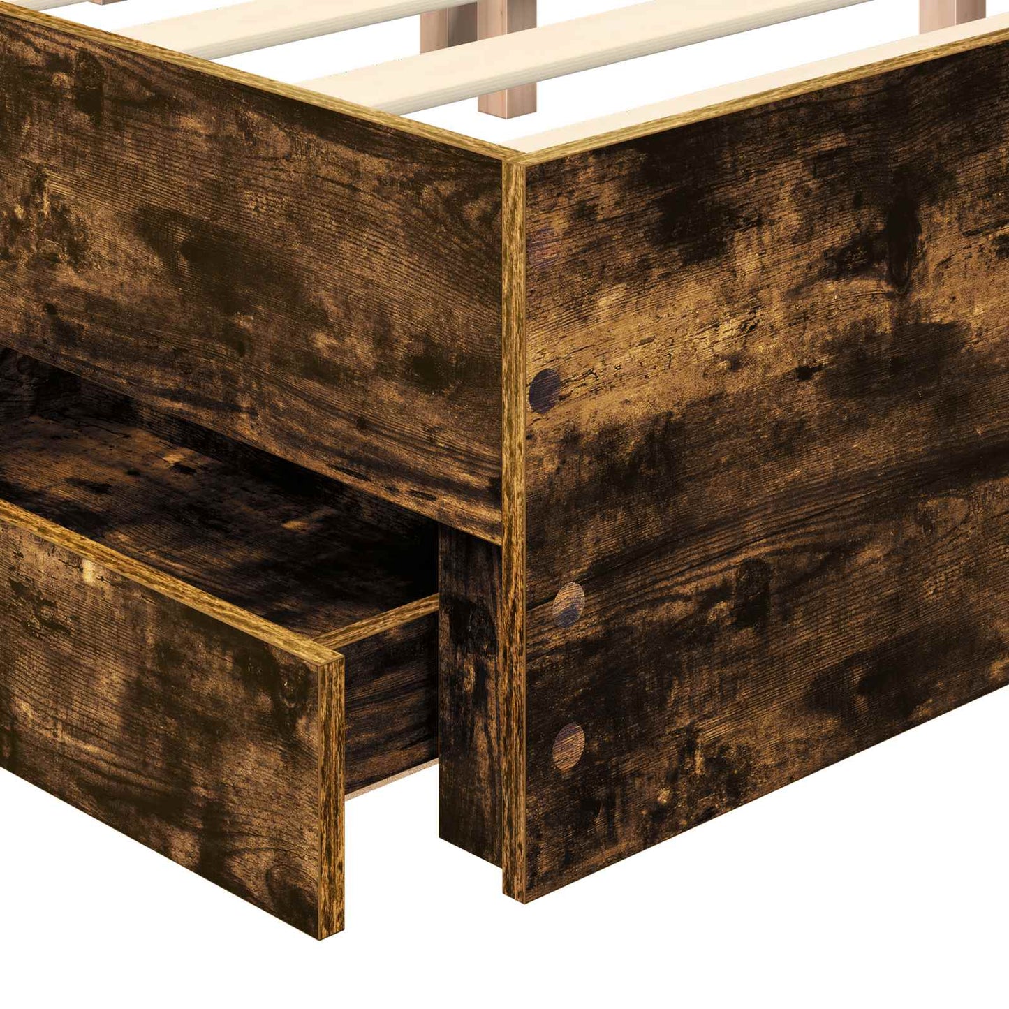 vidaXL Σκελετός Κρεβατιού Καπνιστό Δρύς 140 x 190 cm Μηχανήματος Ξύλο