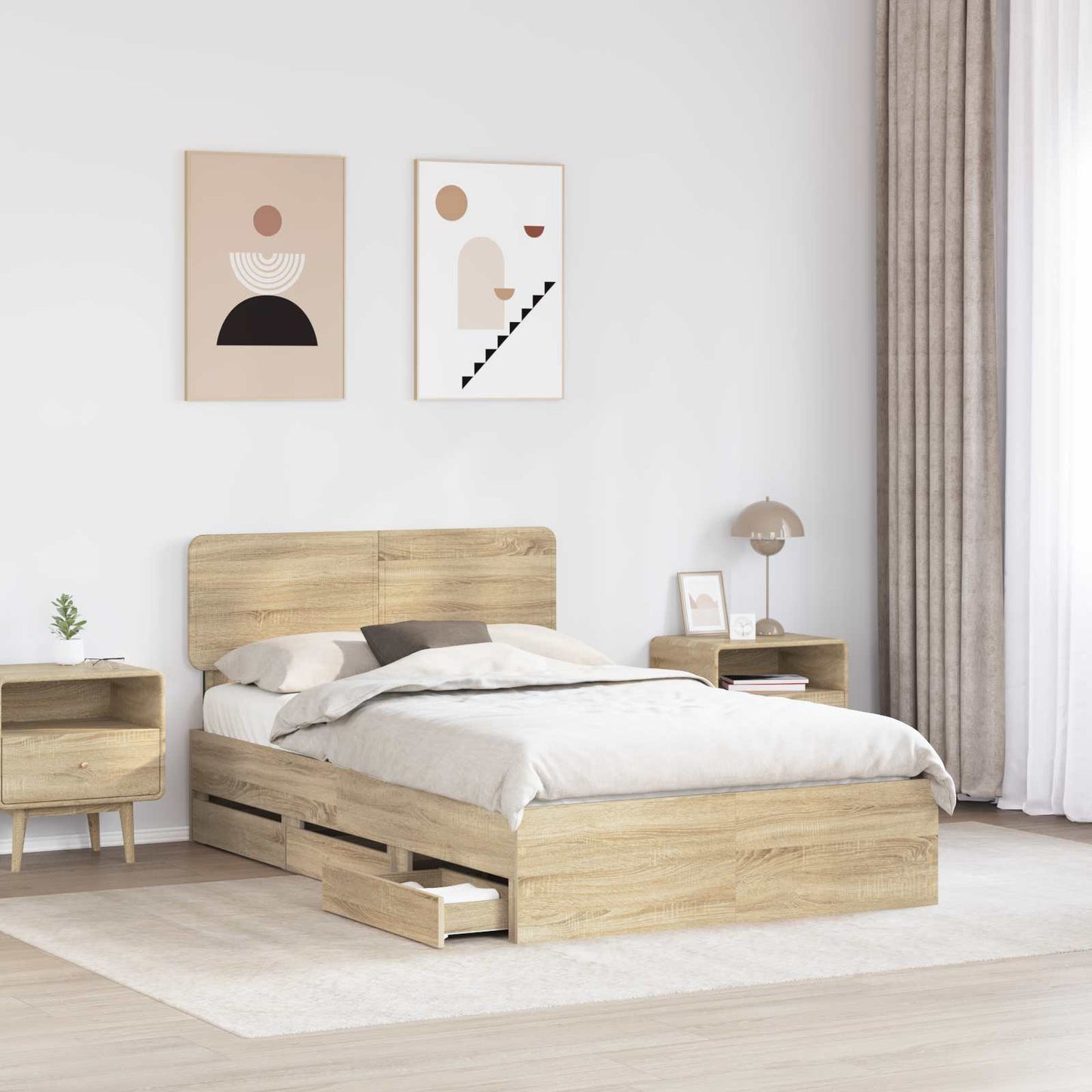 vidaXL Σκελετός Κρεβατιού Δρύς Sonoma 120 x 200 cm Μηχανήματος Ξύλο