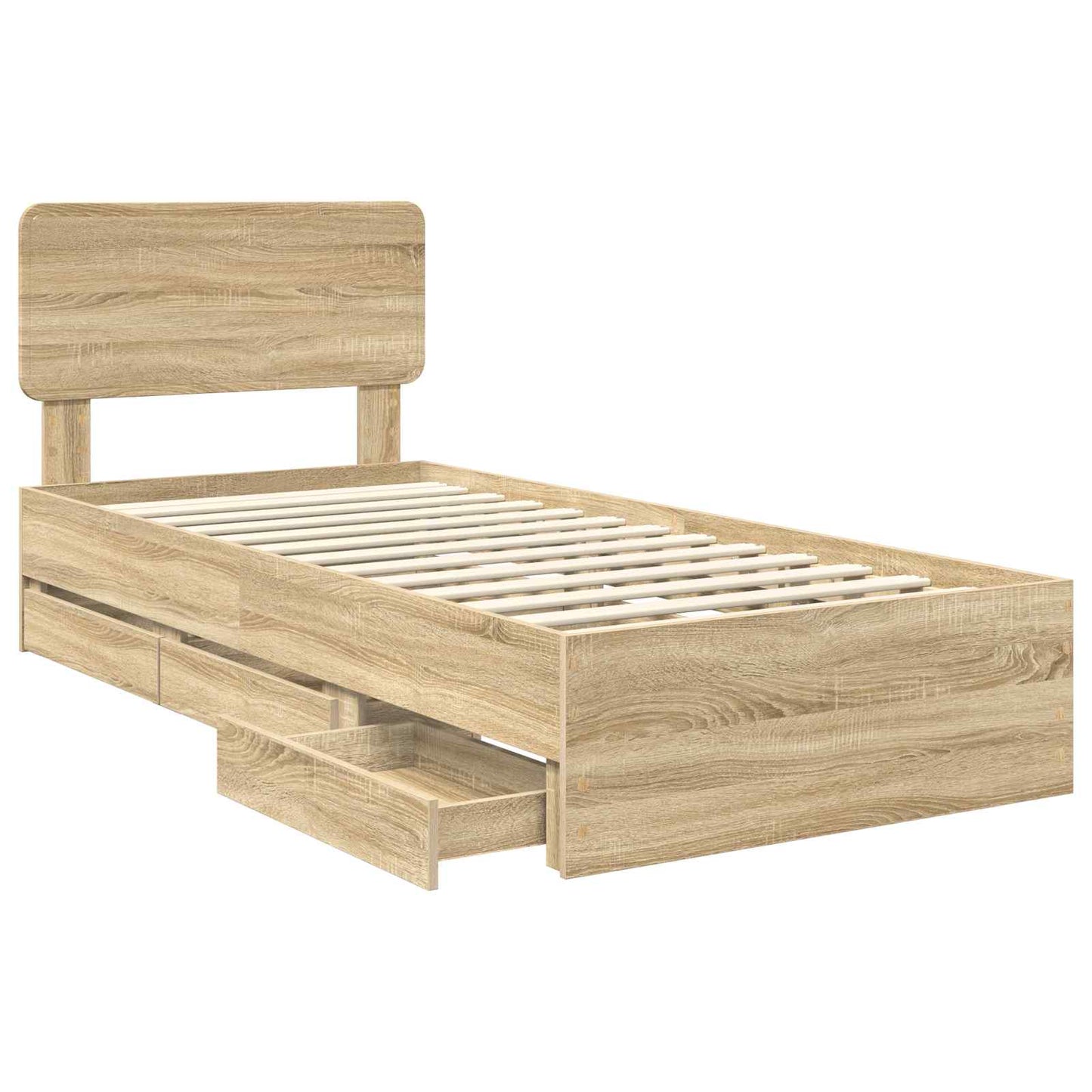 vidaXL Σκελετός Κρεβατιού Δρύς Sonoma 100 x 200 cm Μηχανήματος Ξύλο