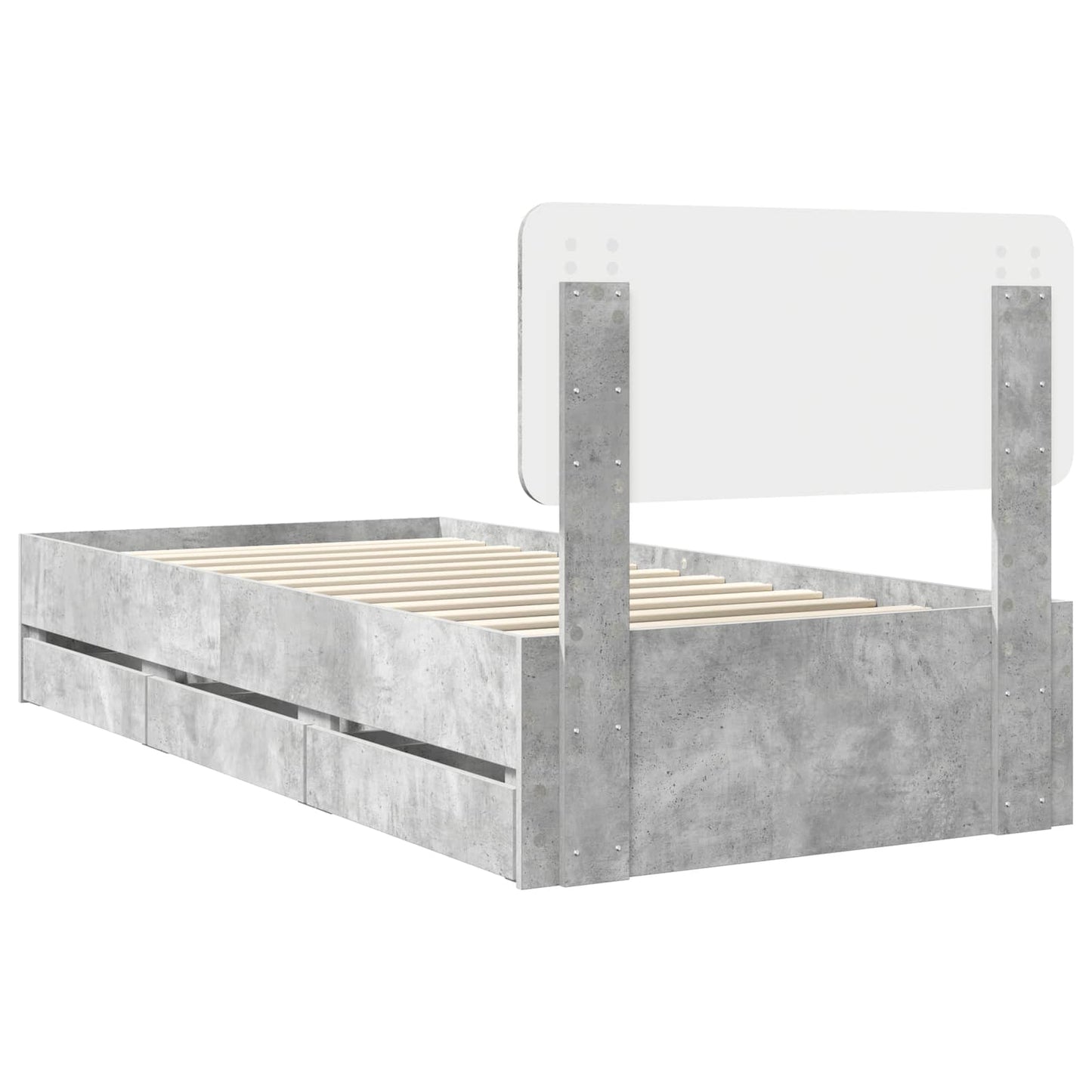 vidaXL Σκελετός Κρεβατιού Σκυρόδεμα Γκρι 90 x 200 cm Μηχανήματος Ξύλο