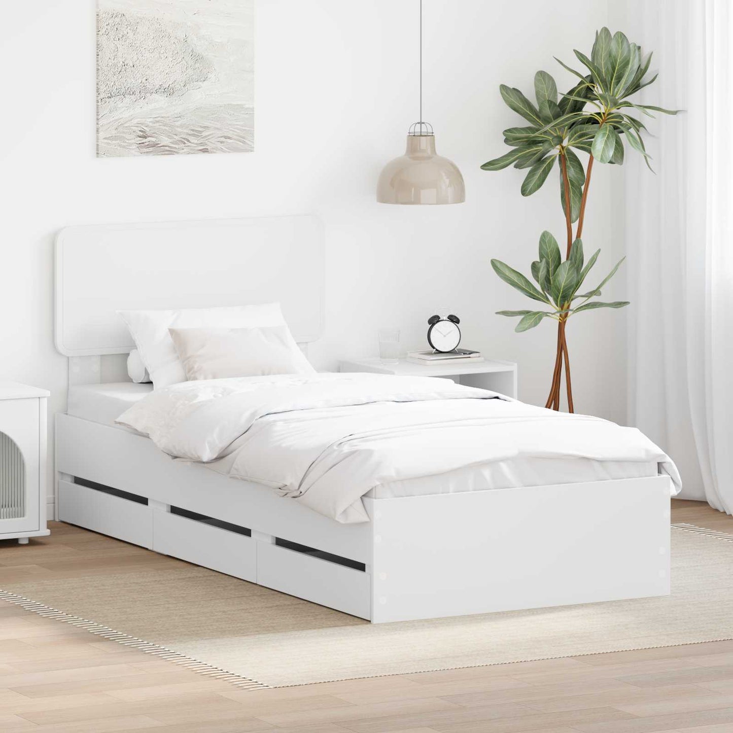 vidaXL Σκελετός Κρεβατιού Λευκό 75 x 190 cm Μηχανήματος Ξύλο