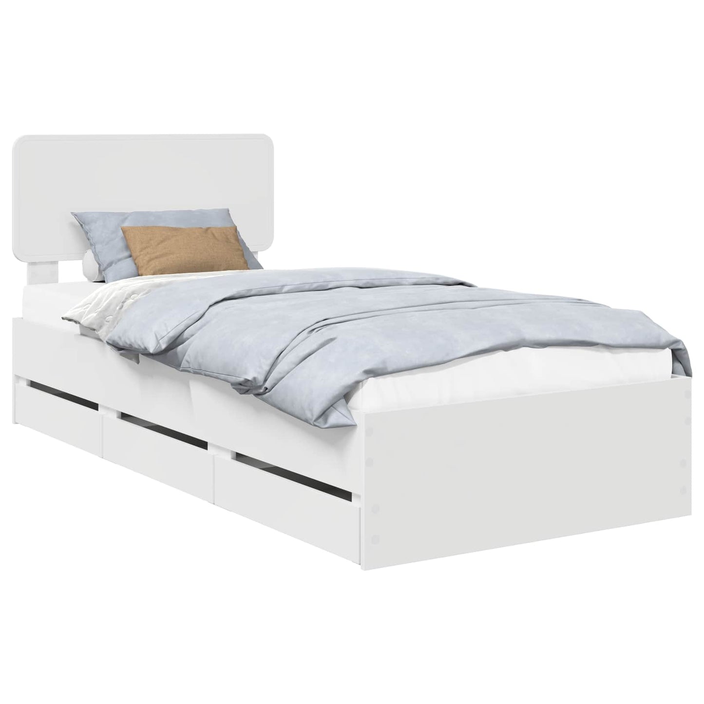vidaXL Σκελετός Κρεβατιού Λευκό 75 x 190 cm Μηχανήματος Ξύλο