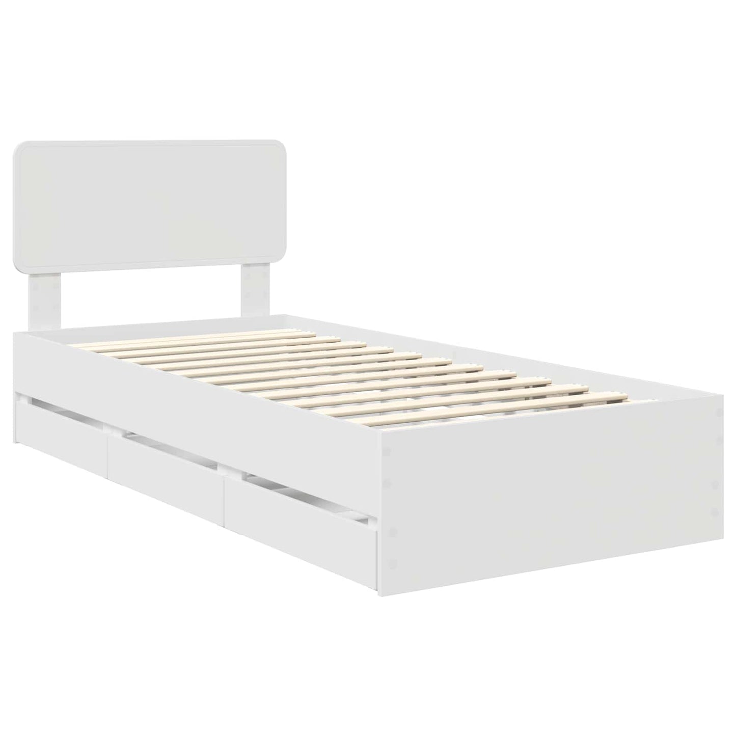 vidaXL Σκελετός Κρεβατιού Λευκό 75 x 190 cm Μηχανήματος Ξύλο