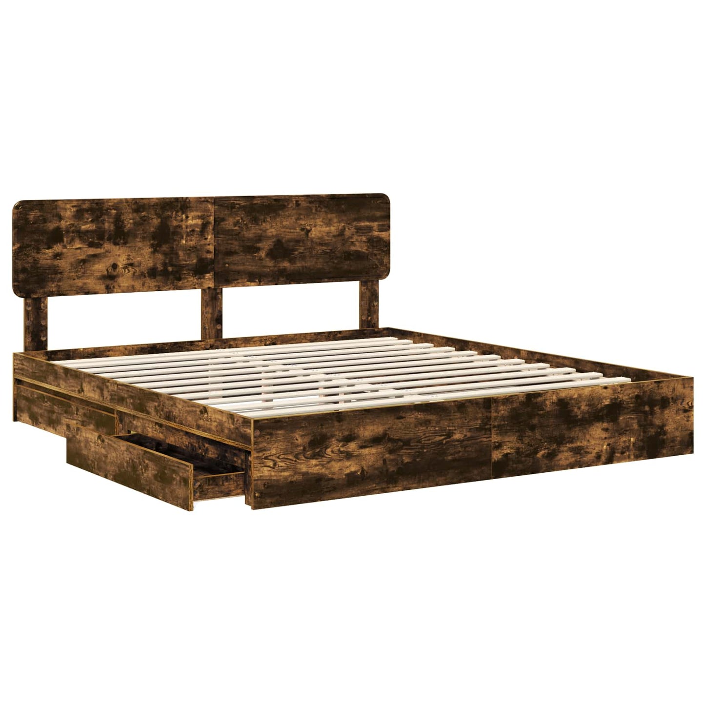 vidaXL Κρεβάτι Αποθήκης Καπνιστό Δρύς 180 x 200 cm Επεξεργασμένο ξύλο