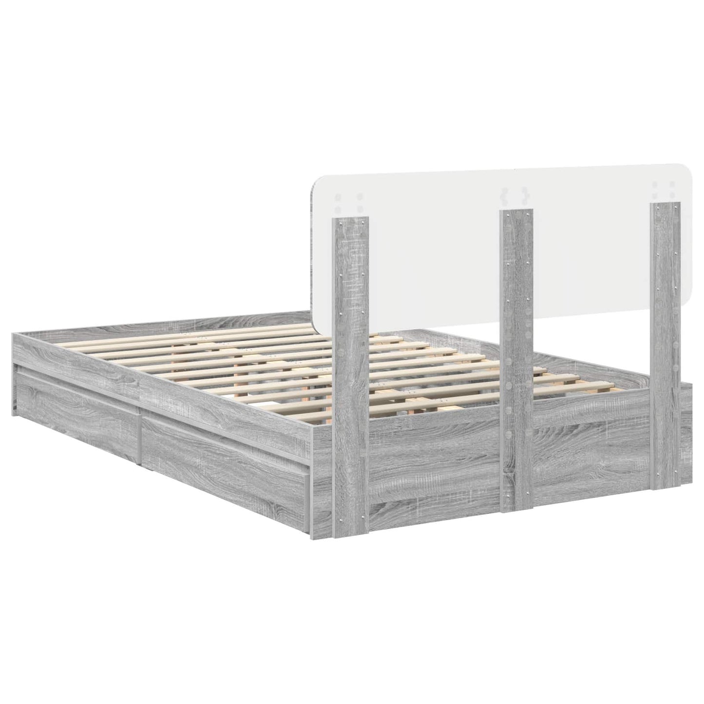 vidaXL Κρεβάτι Αποθήκης Γκρίζο Σονομα 135 x 190 cm Επεξεργασμένο ξύλο